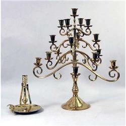 A BRASS MULTI-TIER CANDLEABRA