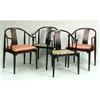 Image 1 : A SET OF FOUR FRITZ HANSEN BLACK-LACQUER "HORSE SHOE" ARMCHAIRS