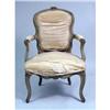 Image 5 : A LOUIS XV GREY-PAINTED WALNUT FAUTEUIL