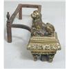 Image 3 : A PAIR OF LOUIS XVI ORMOLU AND WROUGHT-IRON FIGURAL LION CHENETS