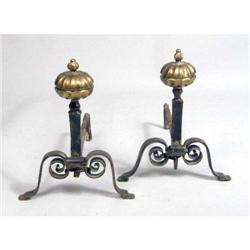A PAIR OF BAROQUE ANDIRONS