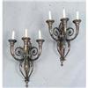 Image 1 : A PAIR OF SILVER PLATED THREE LIGHT WALL SCONES
