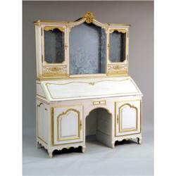 A LOUIS XVI STYLE CREAM AND GILT-DECORATED BUREAU CABINET