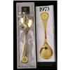 Image 2 : A SET OF FIVE GEORG jENSEN, DENMARK GOLD PLATED STERLING SILVER YEAR COLLECTORS SPOONS IN ORIGINAL B