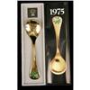 Image 5 : A SET OF FIVE GEORG jENSEN, DENMARK GOLD PLATED STERLING SILVER YEAR COLLECTORS SPOONS IN ORIGINAL B