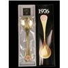 Image 7 : A SET OF FIVE GEORG jENSEN, DENMARK GOLD PLATED STERLING SILVER YEAR COLLECTORS SPOONS IN ORIGINAL B