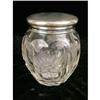 Image 1 : A STERLING SILVER LIDDED ETCHED GLASS DRESSER JAR