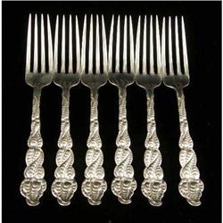A SET OF SIX TIFFANY & CO. "ATLANTIS" PATTERN (1899) LUNCHEON FORKS