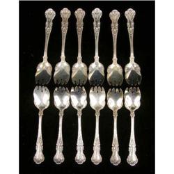 A SET OF TWELVE GORHAM "CAMBRIDGE" PATTERN (1899) ICE CREAM FORKS