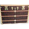 Image 4 : A CONTEMPORARY BRASS MOUNTED AND FABRIC COVERED TRAVELING TRUNK