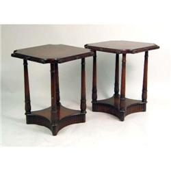 A PAIR OF MAHOGANY SIDE TABLES