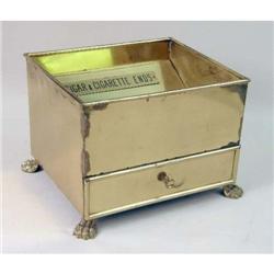 A BRASS RECTANGULAR CIGAR AND CIGARETTE BOX