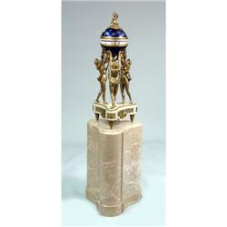 A LOUIS XVI ORMOLU AND WHITE MARBLE GLOBE CLOCK