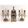 Image 1 : A LATE VICTORIAN PORCELAIN AND BRASS MANTLE GARNITURE