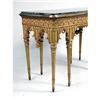 Image 2 : AN UNUSUAL CARVED GILTWOOD MARBLE-TOP SIDE TABLE