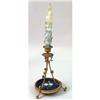 Image 2 : A PAIR OF GILT-METAL AND INLAID SLATE CANDLESTICKS