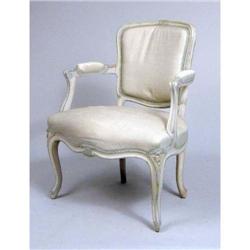 A LOUIS XV STYLE PAINTED FAUTEUIL