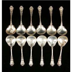 A SET OF TWELVE GORHAM "BARONIAL, OLD" PATTERN (1898) BOUILLON SPOONS