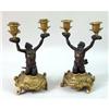 Image 1 : A PAIR OF REGENCE STYLE GILT-METAL AND PAINTINATED BRONZE CANDLEABRA