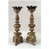 Image 1 : A PAIR OF PAINTED AND PARCEL-GILT PRICKET CANDLESTICKS