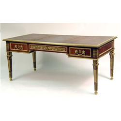 A LOUIS XVI STYLE ORMOLU-MOUNTED MAHOGANY BUREAU PLAT