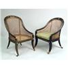 Image 1 : A REGENCY EBONIZED WOOD AND CANE TUB CHAIR