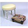 Image 1 : A LOUIS XVI STYLE BLUE-AND-WHITE  PAINTED OVAL FOOTSTOOL