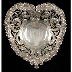 A GORHAM STERLING SILVER HEART-FORM FOOTED BONBON DISH