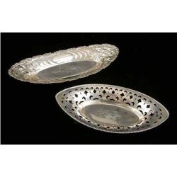 TWO AMERICAN STERLING SILVER OVAL PIN TRAYS