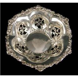 AN UNGER BROTHERS STERLING SILVER SHAPED CIRCULAR BONBON DISH