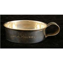 A STERLING SILVER OVAL WINE TASTER