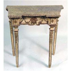 A PAIR OF NEOCLASSICAL PAINTED AND PARCEL-GILT CONSOLE TABLES
