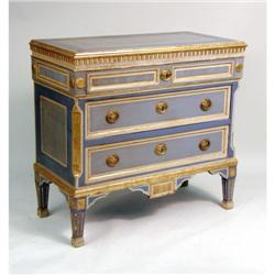 A PAINTED AND PARCEL-GILT NEOCLASSICAL COMMODE