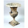 Image 1 : A GRAINED WHITE AND GRAY-MARBLE CAMPANA-FORM GARDEN URN