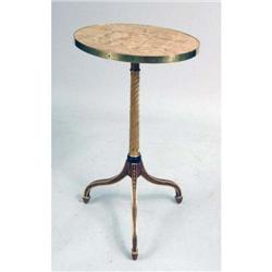 A REGENCY STYLE GRAINED ROSEWOOD AND GILDED TRIPOD TABLE