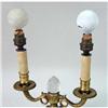 Image 2 : A LOUIS XVI STYLE CUT-GLASS AND GILT-METAL TWO-BRANCH CANDLESTICK-FORM LAMP