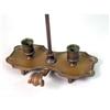 Image 4 : TWO BRASS AND PAINTED TOLE TWO-BRANCH CHAMBER CANDLESTICKS