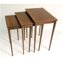 A NEST OF THREE GEORGIAN STYLE MAHOGANY QUARTETTO TABLES