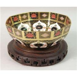 A ROYAL CROWN DERBY IMARI-DECORATED OCTAGONAL BOWL