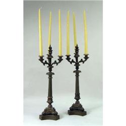 A PAIR OF LOUIS PHILLIPE STYLE BRONZE CANDELABRA