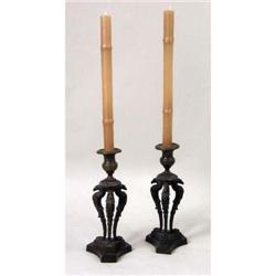 A PAIR OF LOUIS XVI STYLE BRONZE CANDLESTICKS