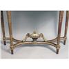 Image 3 : A LOUIS XVI STYLE MARBLE-TOP PARCEL GILT OAK DEMI-LUNE TABLE