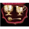 Image 3 : A BOXED SET ENGLISH STERLING SILVER GILT SILVER OPEN SUGAR BOWL, SPOON AND CREAM JUG