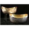 Image 1 : A PAIR OF HAND-HAMMERED SILVER PLATED HANDLED LARGE OVAL BOWLS
