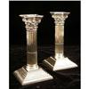 Image 1 : A PAIR OF SILVER PLATED COLUMNAR CANDLESTICKS
