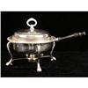 Image 1 : A SILVER PLATED WOODEN HANDLED CHAFING DISH WITH LINER