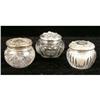 Image 1 : THREE STERLING SILVER LIDDED GLASS DRESSER JARS
