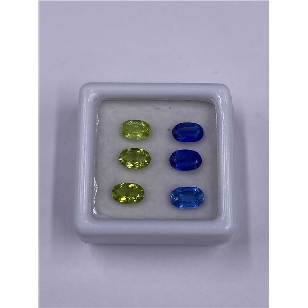 GREEN PERIDOT & RARE KYANITE 3.48CT, 6 X 4MM CALIBRATED FOR JEWELRY, OVAL CUT, VVS CLARITY, BRAZIL,