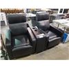 Image 2 : 3 PIECE LEATHER RECLINING SOFA /W CUP HOLDER MISSING FRONT LEGS