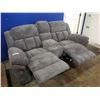 Image 2 : GREY CLOTH RECLINING SOFA /W CUP HOLDERS & CENTER STORAGE